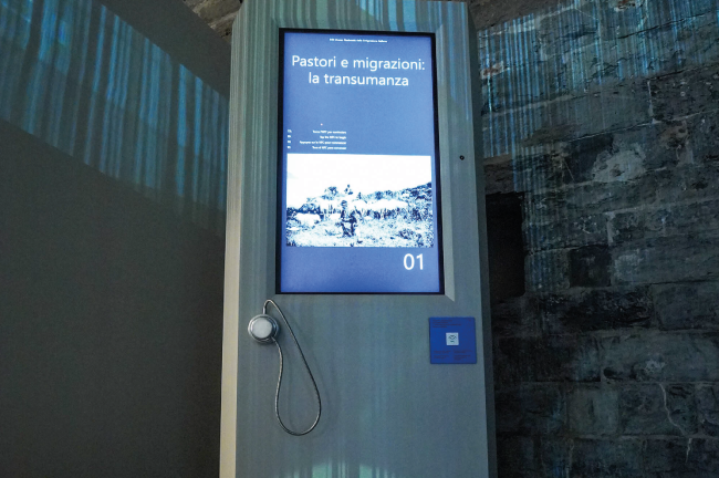Herders and Migrations: transhumance. View of the interactive installation of the Mei Herders and Migrations: transhumance. View of the interactive installation of the Mei